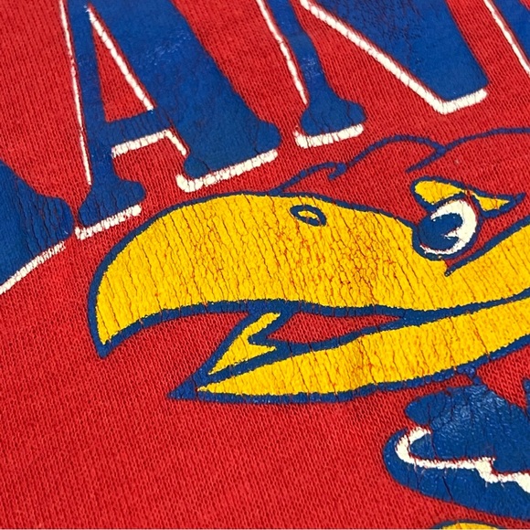 Vtg University of Kansas KU Jayhawks single stitch t shirt YOUTH size small - Picture 3 of 7